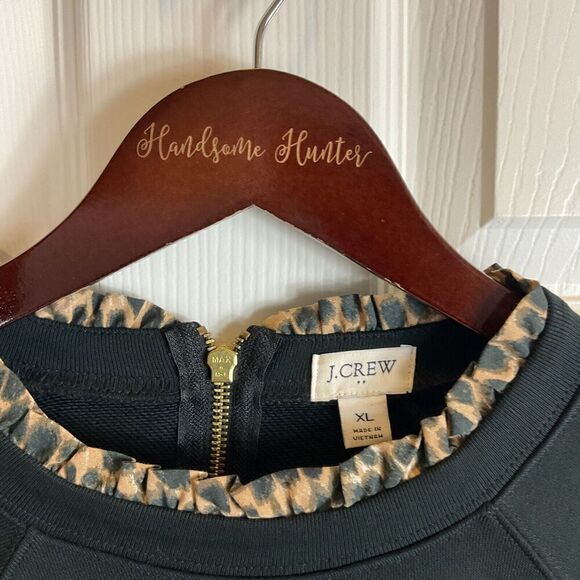 J Crew Women Black Sz XL Sweatshirt Animal Print Trim Pullover Zipper Comfort N3 - Picture 10 of 11